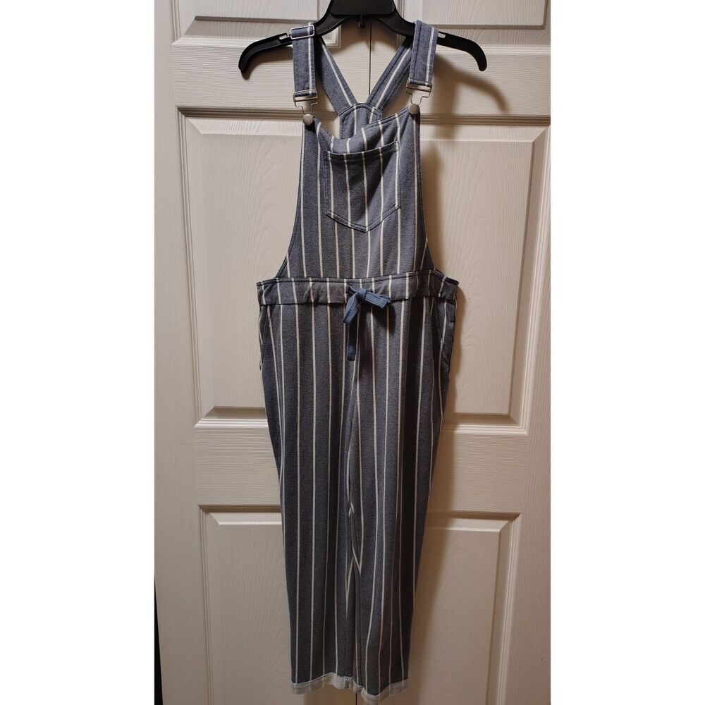 C Est. 1946 Pinstripe Bib Overalls - Relaxed Jumpsuit with Tie Waist Small